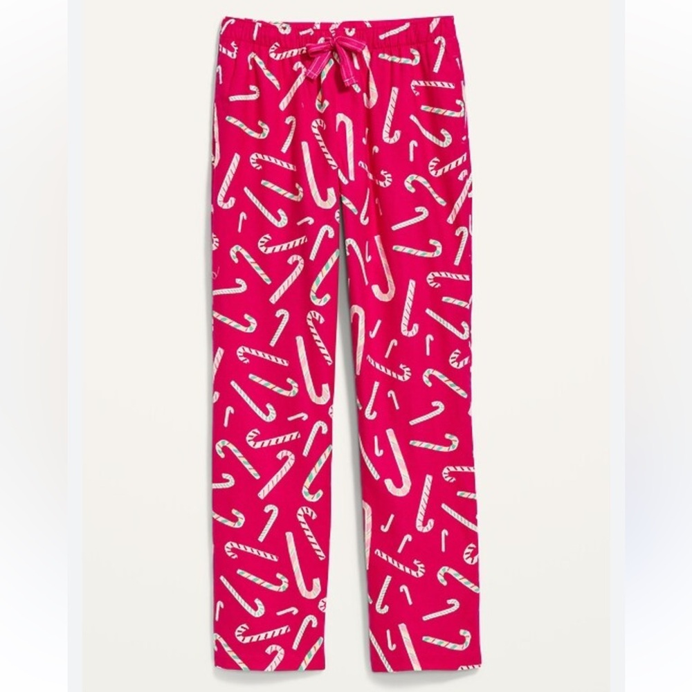 Old Navy Mid-Rise Flannel Pajama Pants Candy Cane Pink XS